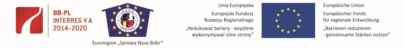 Logotypy: BB-PL INTERREG V A; Euroregion Sprewa-Nysa-Bóbr; UE EFRR